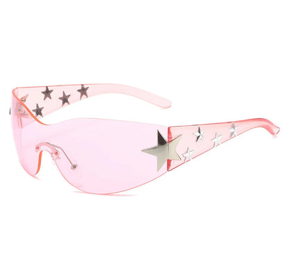 STAR SUNGLASSES - GAFAS PARA EL SOL COLOR ROSA CON ESTRELLAS PLATEADAS