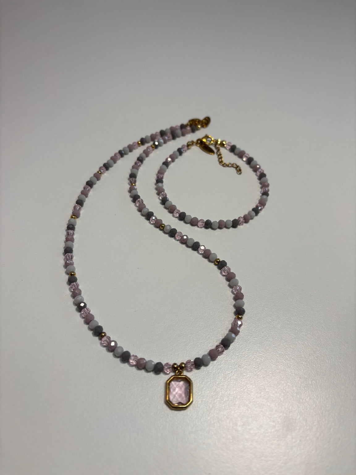 Set Rosa Niebla — collar y pulsera