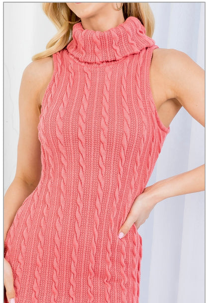 ROSE TURTLENECK DRESS - TRAJE CORTO CUELLO DE TORTUGA COLOR ANARANJADO