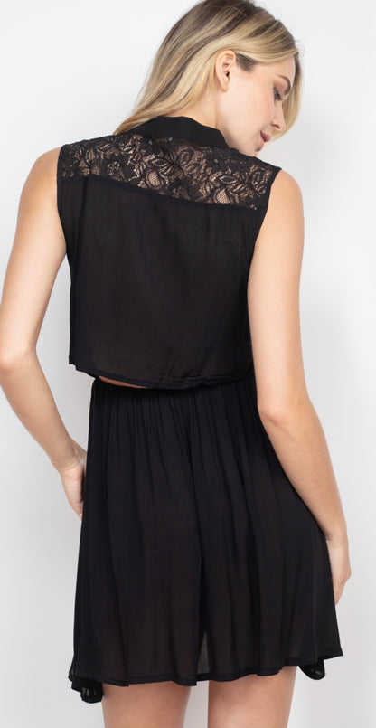 SHEER LITTLE BLACK DRESS - TRAJE NEGRO CON ENCAJE EN PARTE SUPERIOR