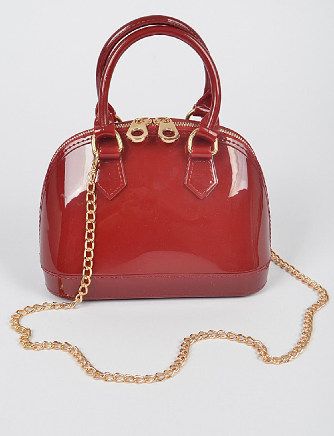 DR GIRLY BAG - CARTERA CROSSBODY COLOR ROJO VINO CON CADENA DORADA