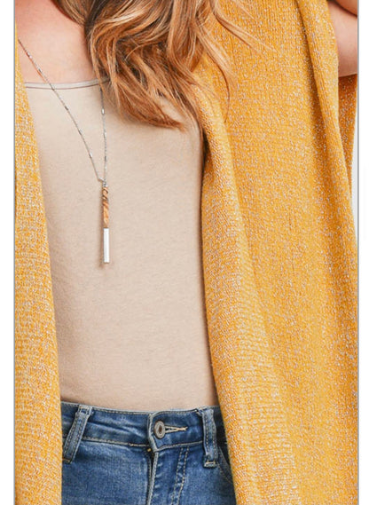 MUSTARD CARDIGAN - CALECO COLOR MOSTAZA CON DETALLES PLATEADOS