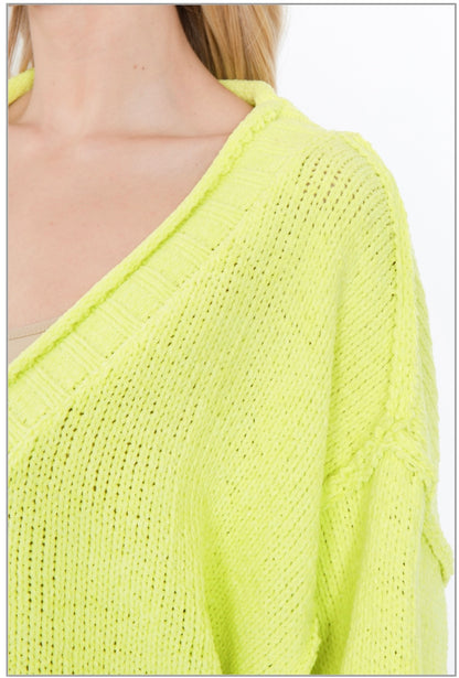 LIME PUFF SWEATER - ABRIGO DE BOTONES COLOR VERDE
